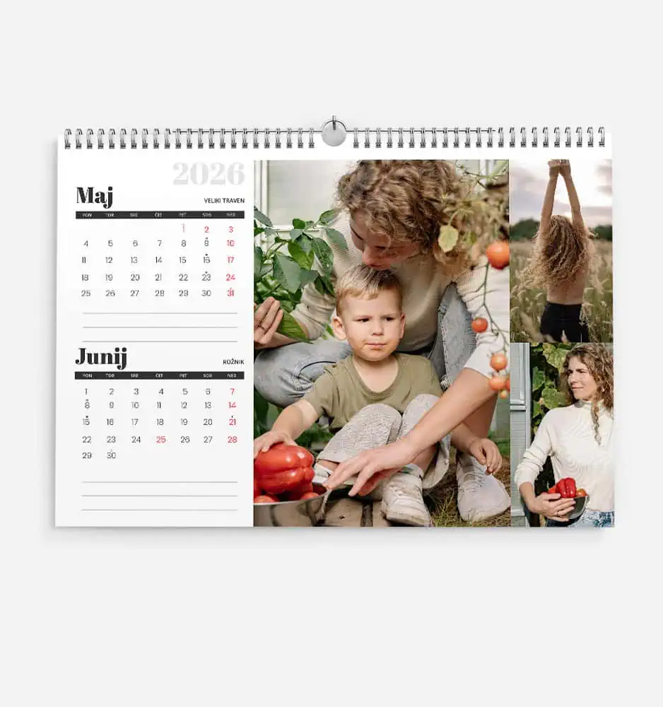 Stenski dvomesečni koledar s fotografijo