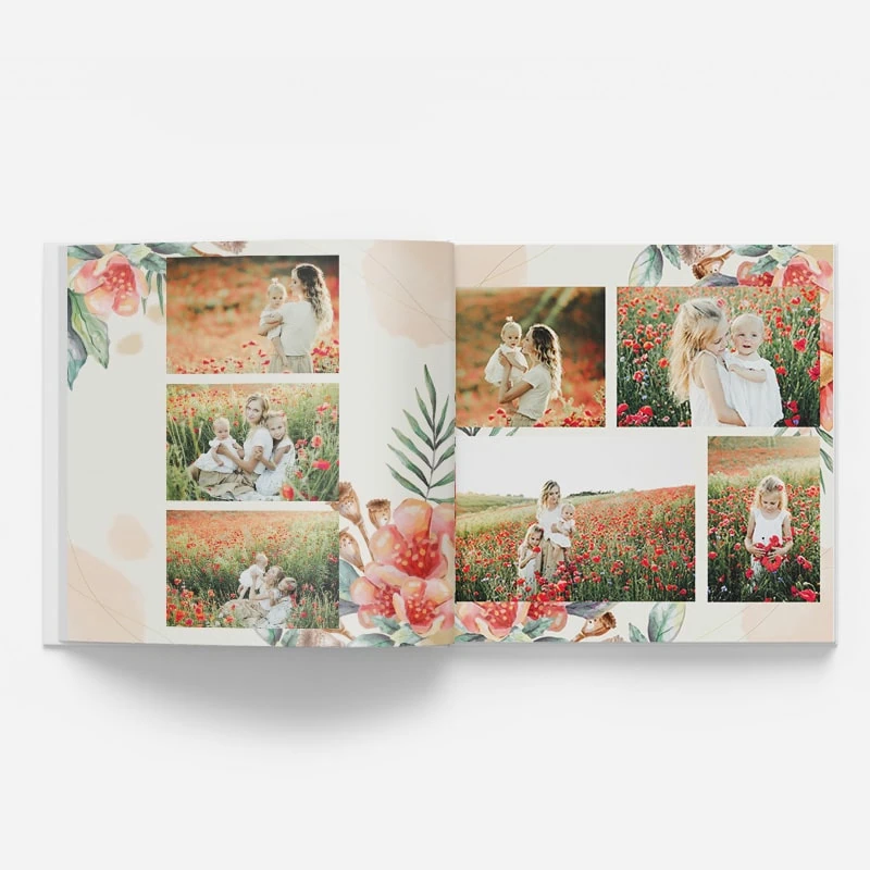 Klasična fotoknjiga s trdo platnico. Oblikovanje fotoknjige.