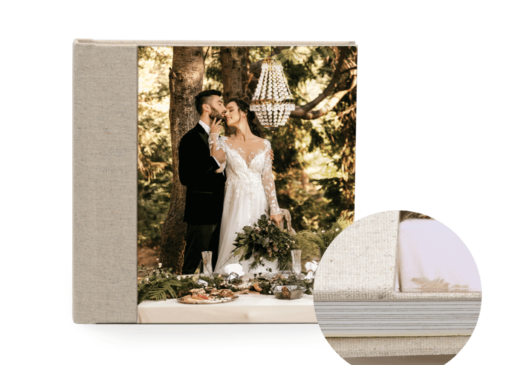 Platnena fotoknjiga - kombinirana platnena platnica s fotografijo.