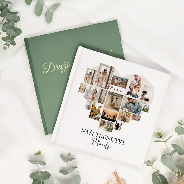 Klasična fotoknjiga s trdo platnico, ki ohranja spomine za vedeno.