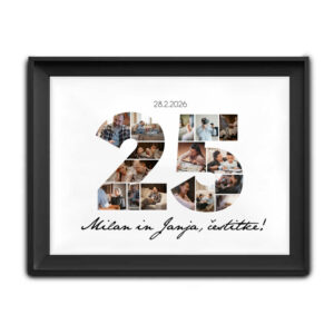 Jubilejni kolaž. Fotografije postavljene v obliki števila. Kolaž za rojstni dan.
