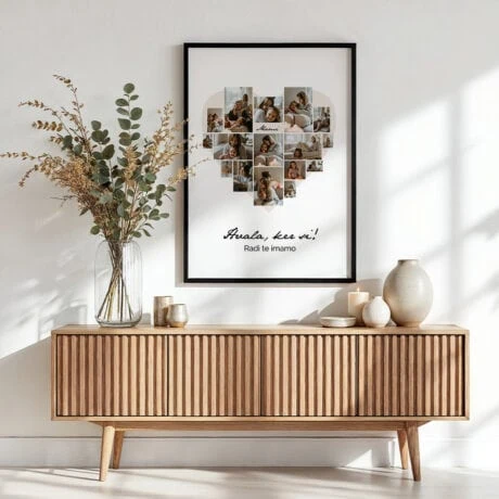 Kolaž oblikovan v obliki srca.