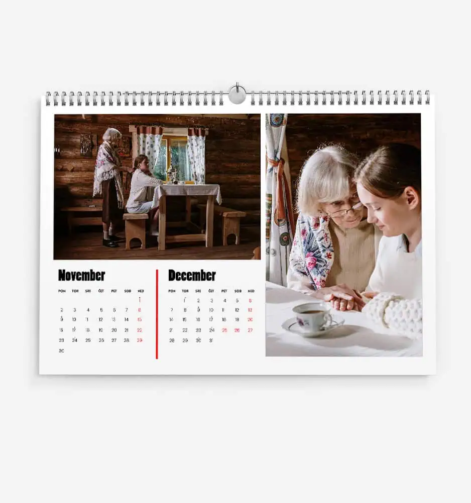 Stenski dvomesečni koledar s fotografijo