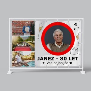 Personalized birthday banner for Janez, celebrating 80 years of life and memories.