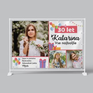 Lepa deklica s cvetjem na rojstnodnevni zabavi, praznuje 30. rojstni dan Katarina.