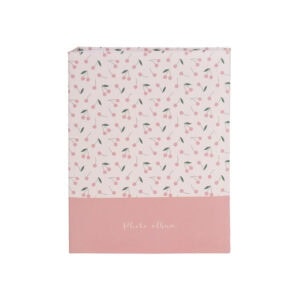 Pink floral patterned notebook with customizable cover for notes and journaling.