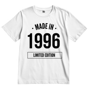 1996 made in limited edition t-shirt, casual fashion, stylish apparel for men and women, trendy clot.