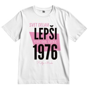 Better World T-shirt with 1976 and Slovenian text, casual fashion, stylish design, and comfortable f.