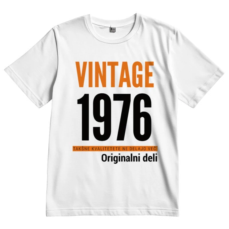 Vintage 1976 t-shirt with retro design and bold typography, perfect for nostalgic fashion and vintag.
