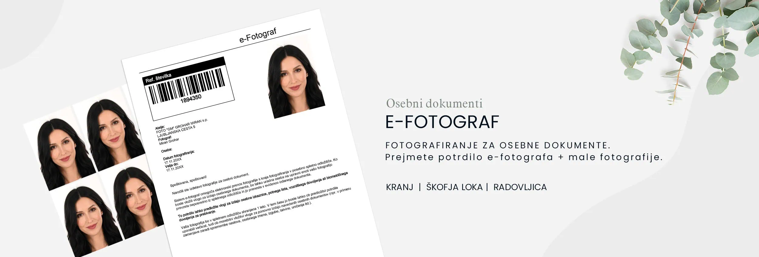 Professional portrait photography for personal documents, ID photos, and passport images by FOTO GM.