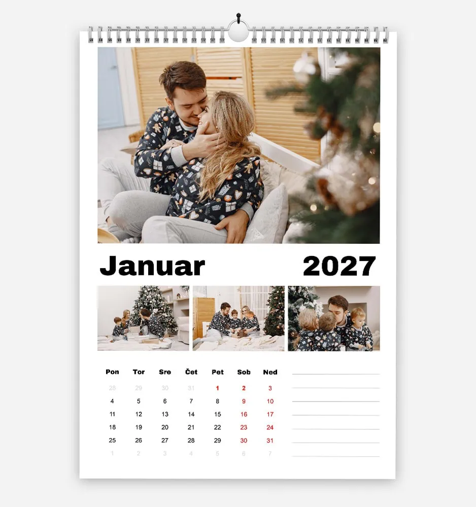 bela_pustolovscina_1 Family celebrating Christmas in cozy home with decorated tree in January 2027.