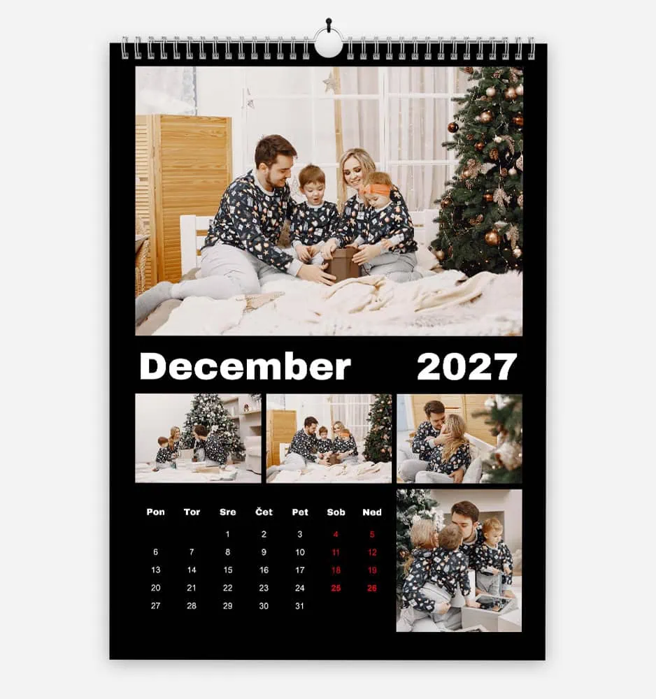 crna_pustolovscina_4 Family celebrating Christmas with a decorated tree in December 2027.