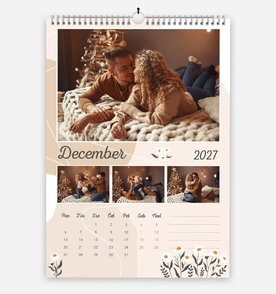 marjetica_3 Festive December 2027 calendar with cozy holiday family scene.