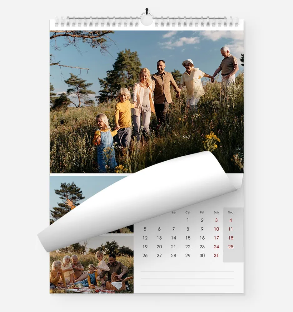 mozaik_spominov_1 Family enjoying outdoor picnic and walk in scenic nature setting.