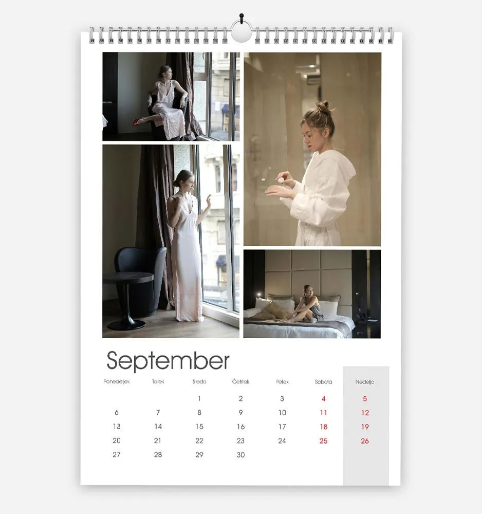 pregledna_2 September calendar with photos of women in cozy indoor settings.