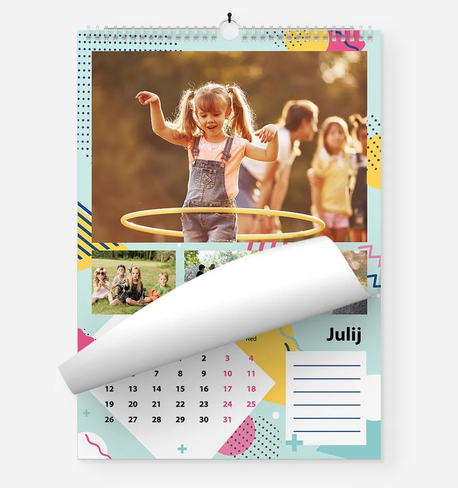 razigrana_2 Colorful calendar poster with children playing outdoors and a girl with a hula hoop.