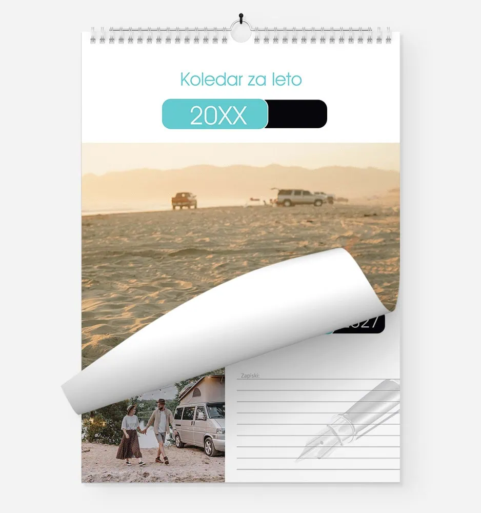 Summer 20XX calendar with desert landscape and camping scene.