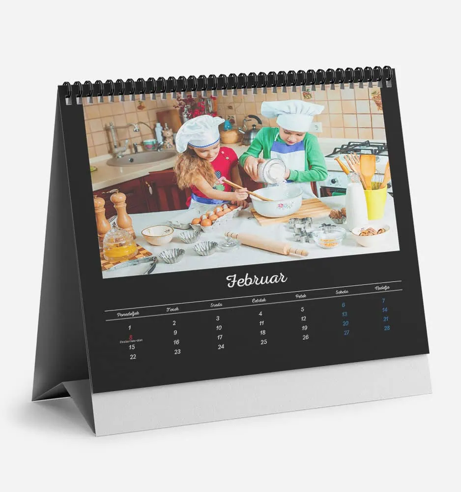 Children baking together in a colorful kitchen for February calendar.