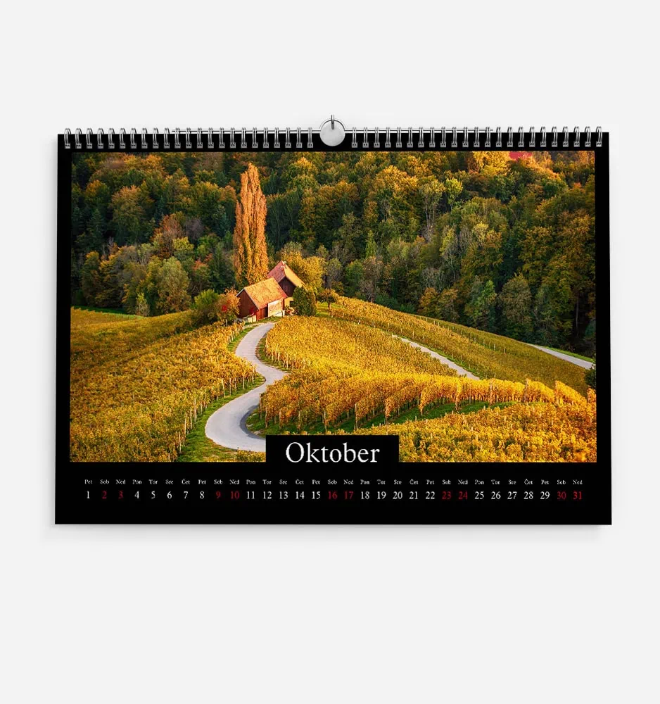 enojna_crna_3 Scenic autumn landscape with winding road and colorful trees in October.