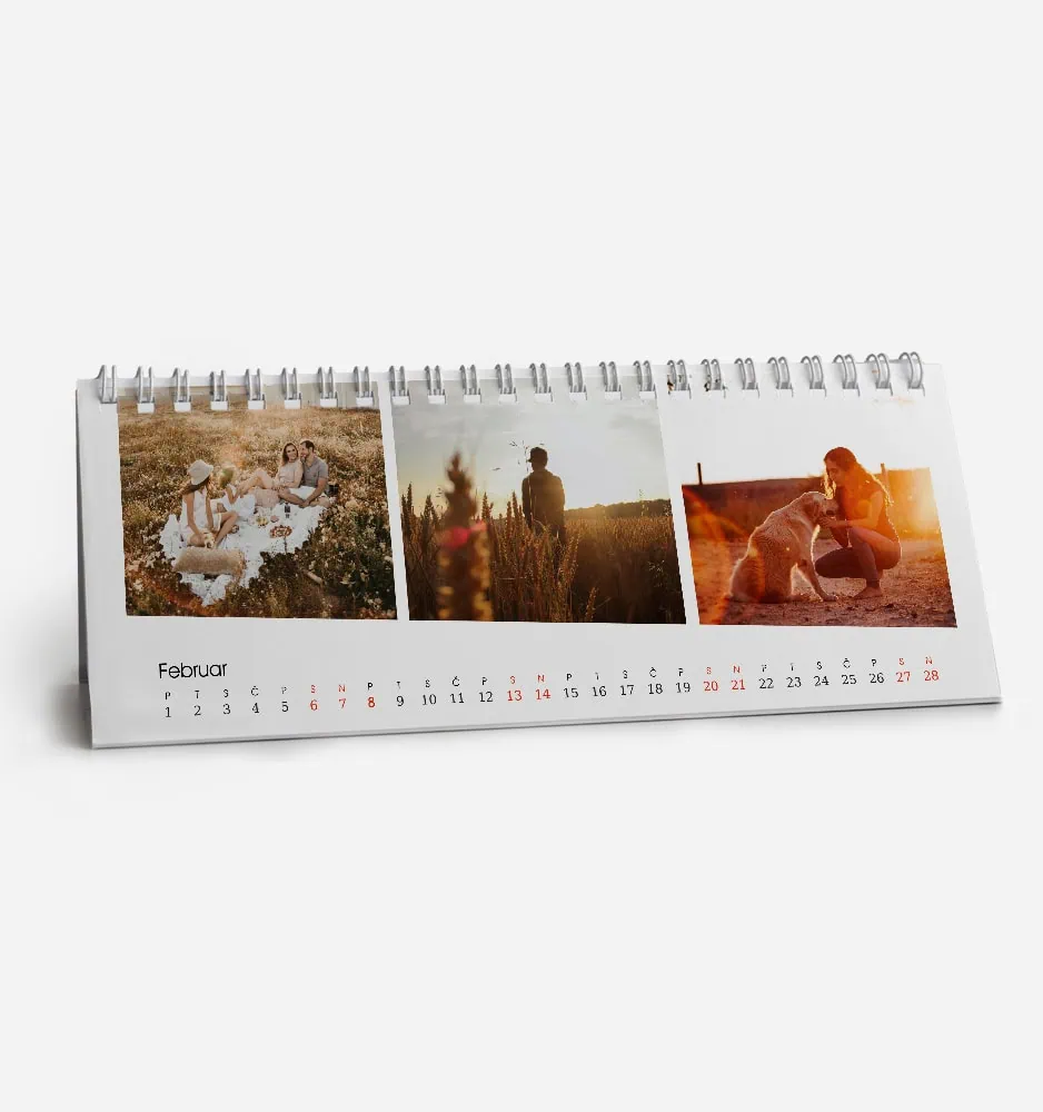 Photograph of a desk calendar with outdoor nature images for February 2023.
