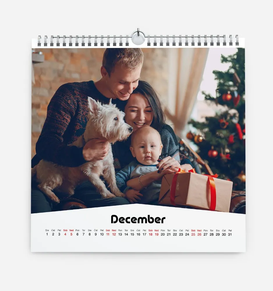 smotka_k_7 Family celebrating Christmas with dog and gift in front of decorated tree.