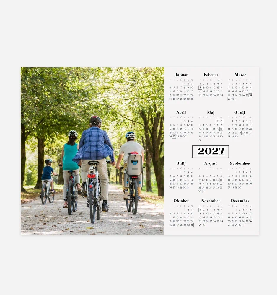 Family riding bikes in a lush green park during daytime in 2027.